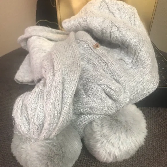 Juicy Couture scarf vintage wool glitter with poms pompoms - Picture 7 of 7